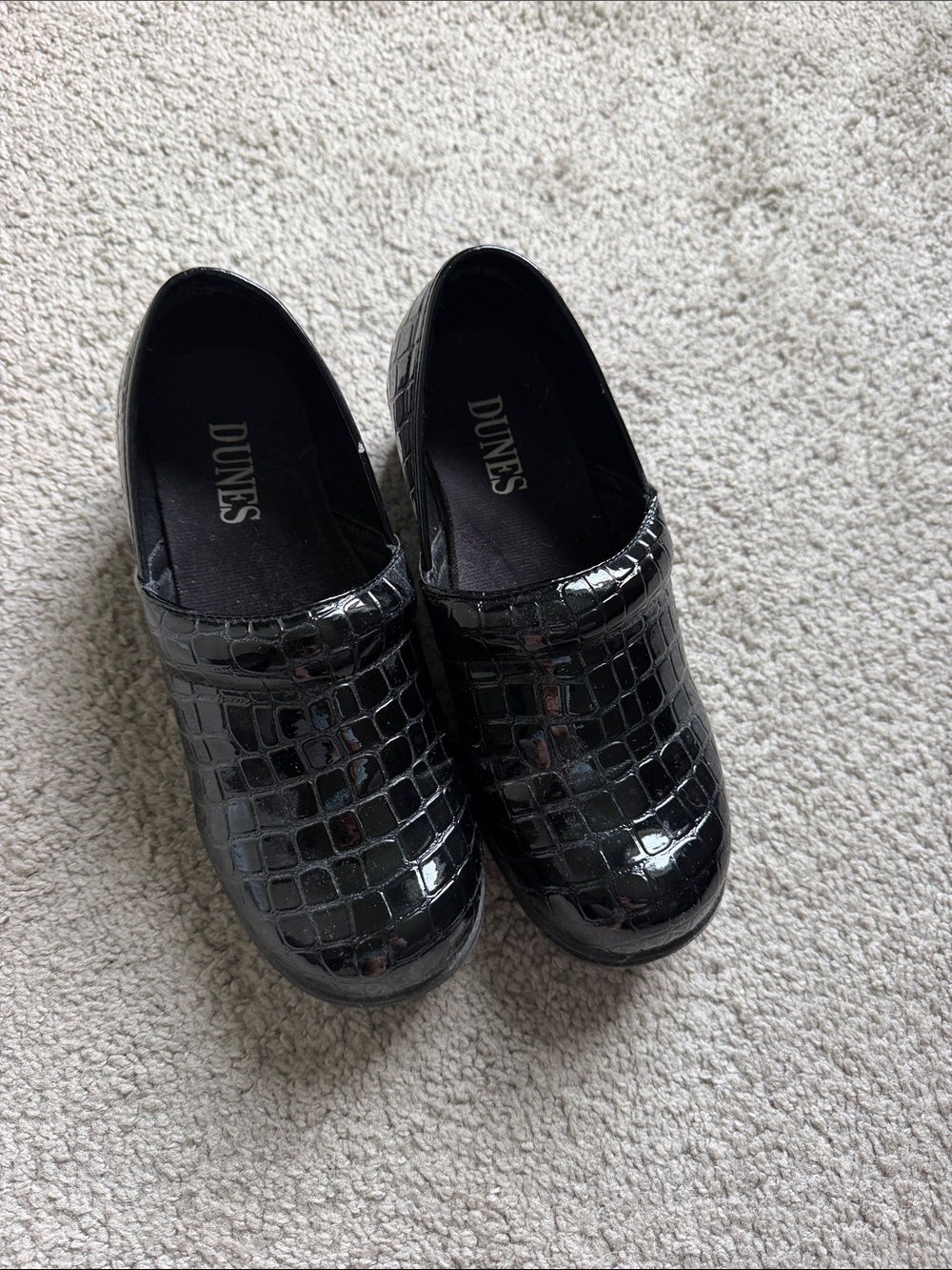 Women’s Black Croc-Embossed Slip-On Shoes